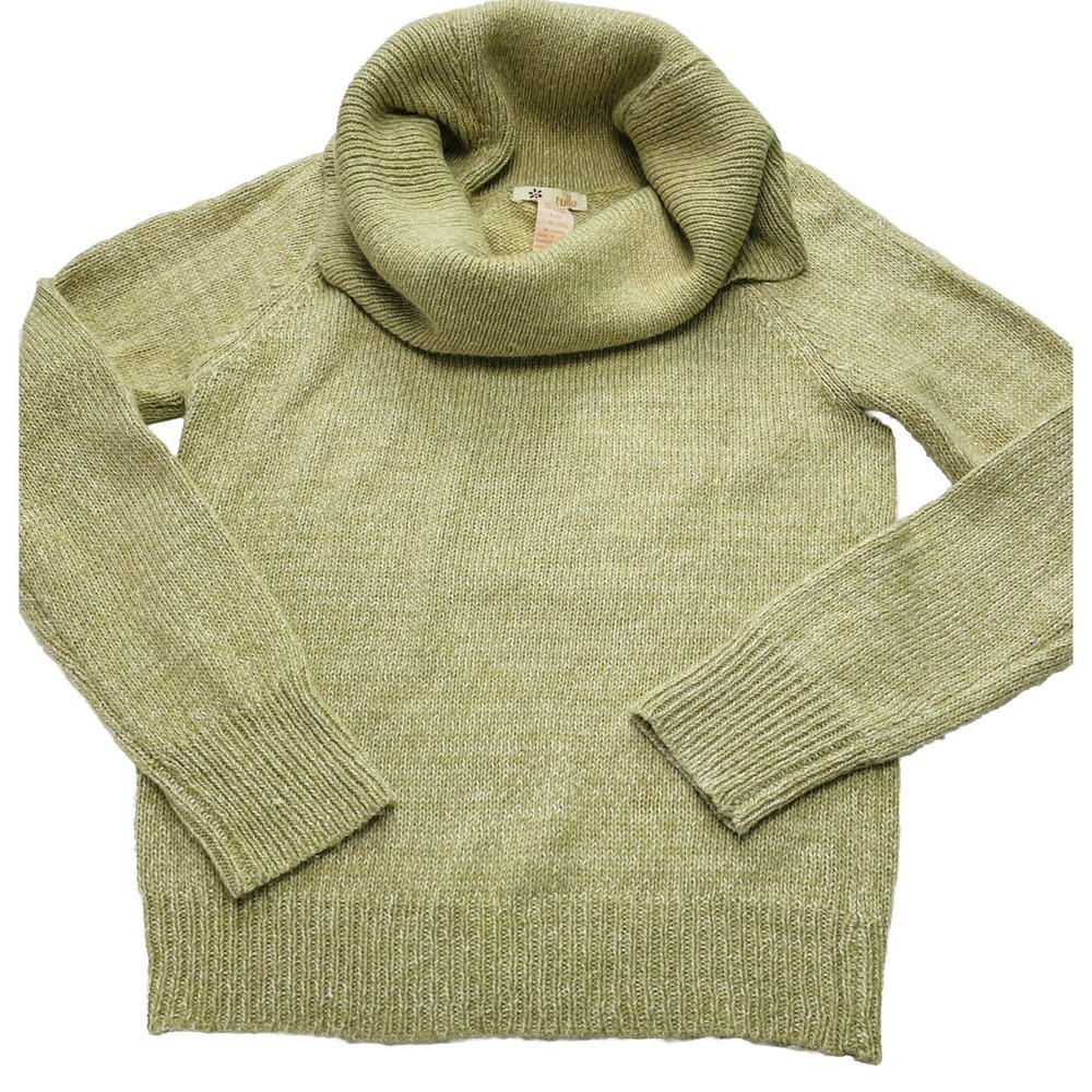 Tulle Anthropologie Sweater Womens L Marled Tan Cowl Neck Long Sleeve Knit